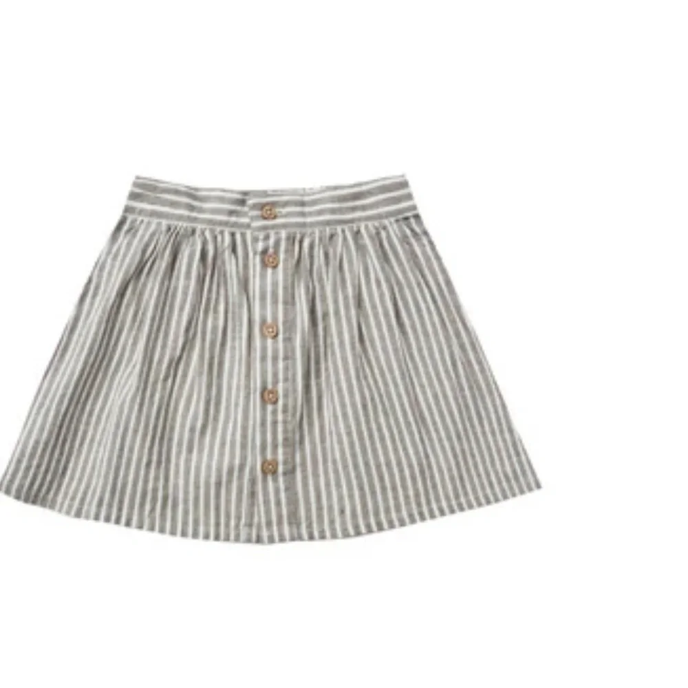 Rylee + Cru Gray Striped Button Skirt